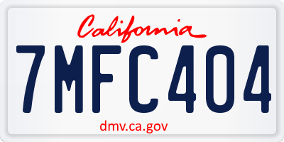 CA license plate 7MFC404