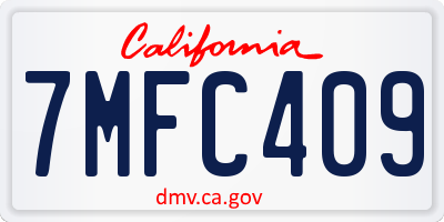CA license plate 7MFC409