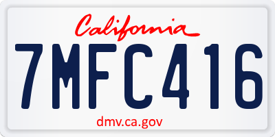 CA license plate 7MFC416