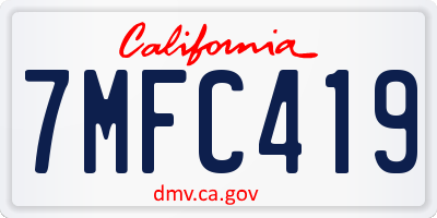 CA license plate 7MFC419