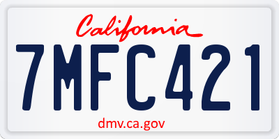 CA license plate 7MFC421