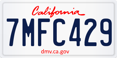 CA license plate 7MFC429