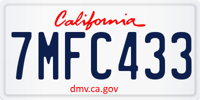 CA license plate 7MFC433