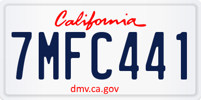 CA license plate 7MFC441