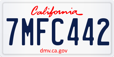CA license plate 7MFC442