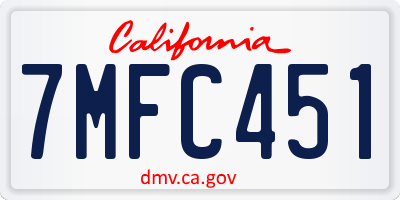CA license plate 7MFC451