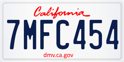 CA license plate 7MFC454