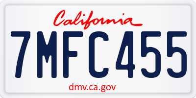 CA license plate 7MFC455