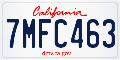 CA license plate 7MFC463