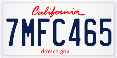 CA license plate 7MFC465