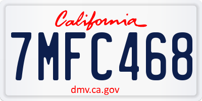 CA license plate 7MFC468