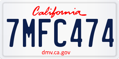 CA license plate 7MFC474