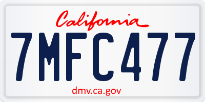 CA license plate 7MFC477