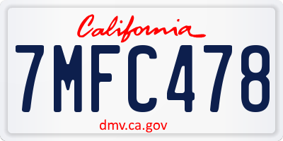 CA license plate 7MFC478