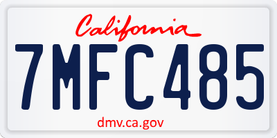 CA license plate 7MFC485