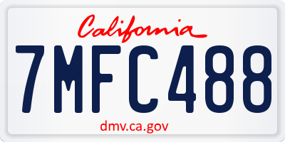 CA license plate 7MFC488