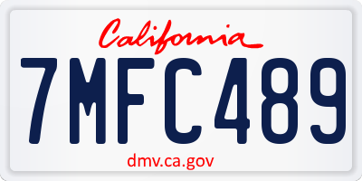 CA license plate 7MFC489