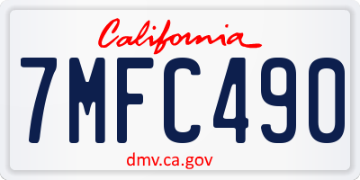 CA license plate 7MFC490
