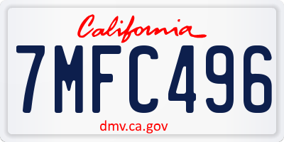 CA license plate 7MFC496