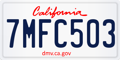 CA license plate 7MFC503