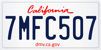 CA license plate 7MFC507