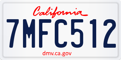 CA license plate 7MFC512