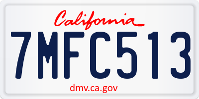CA license plate 7MFC513