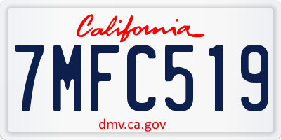 CA license plate 7MFC519