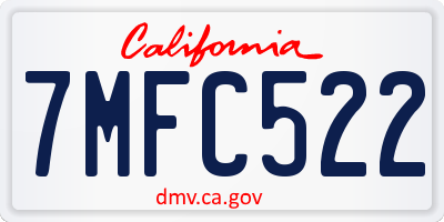 CA license plate 7MFC522