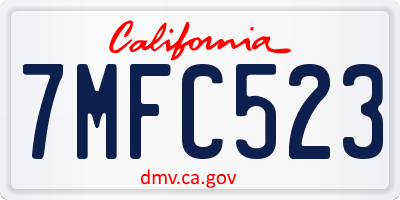 CA license plate 7MFC523