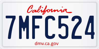 CA license plate 7MFC524