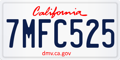CA license plate 7MFC525