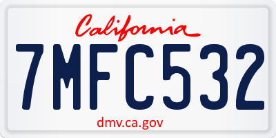 CA license plate 7MFC532