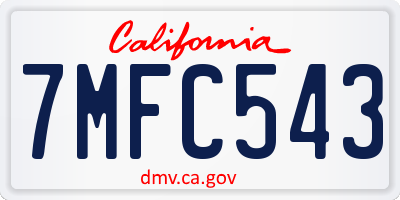 CA license plate 7MFC543