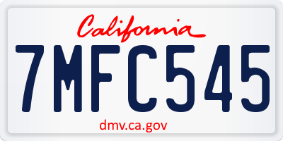 CA license plate 7MFC545
