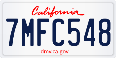CA license plate 7MFC548