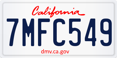 CA license plate 7MFC549