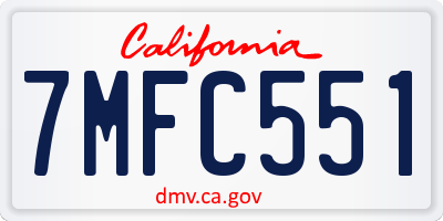 CA license plate 7MFC551