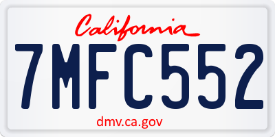 CA license plate 7MFC552