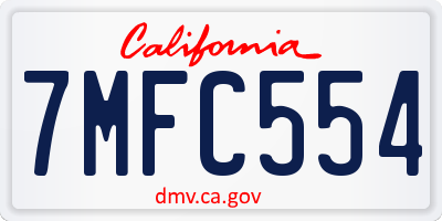 CA license plate 7MFC554