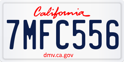 CA license plate 7MFC556