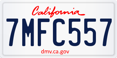 CA license plate 7MFC557