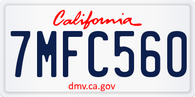 CA license plate 7MFC560