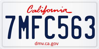 CA license plate 7MFC563