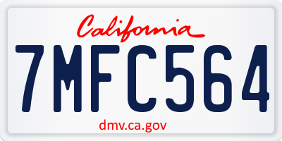 CA license plate 7MFC564