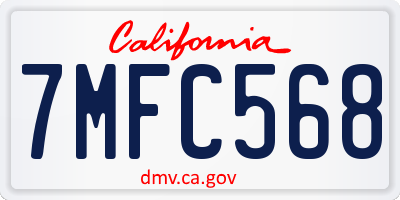 CA license plate 7MFC568