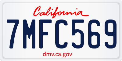 CA license plate 7MFC569