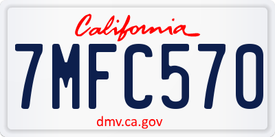 CA license plate 7MFC570