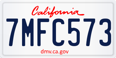 CA license plate 7MFC573