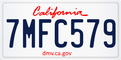 CA license plate 7MFC579